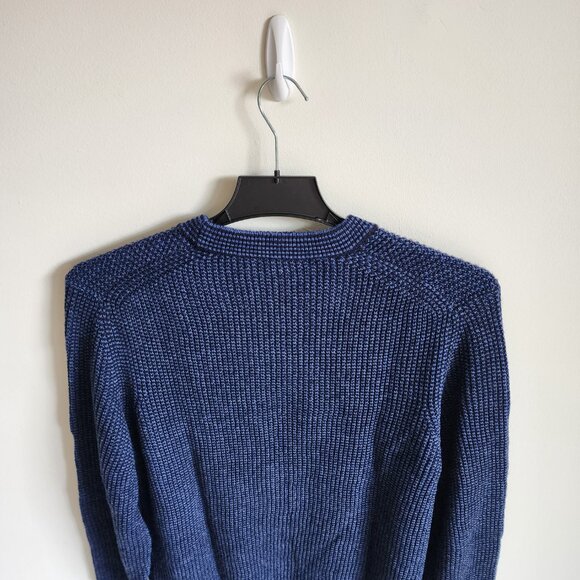 XXL Sweater Blue Navy Jos A Bank Crewneck Chunky Knit Tailored Fit Mens Wool Mix - Picture 17 of 17